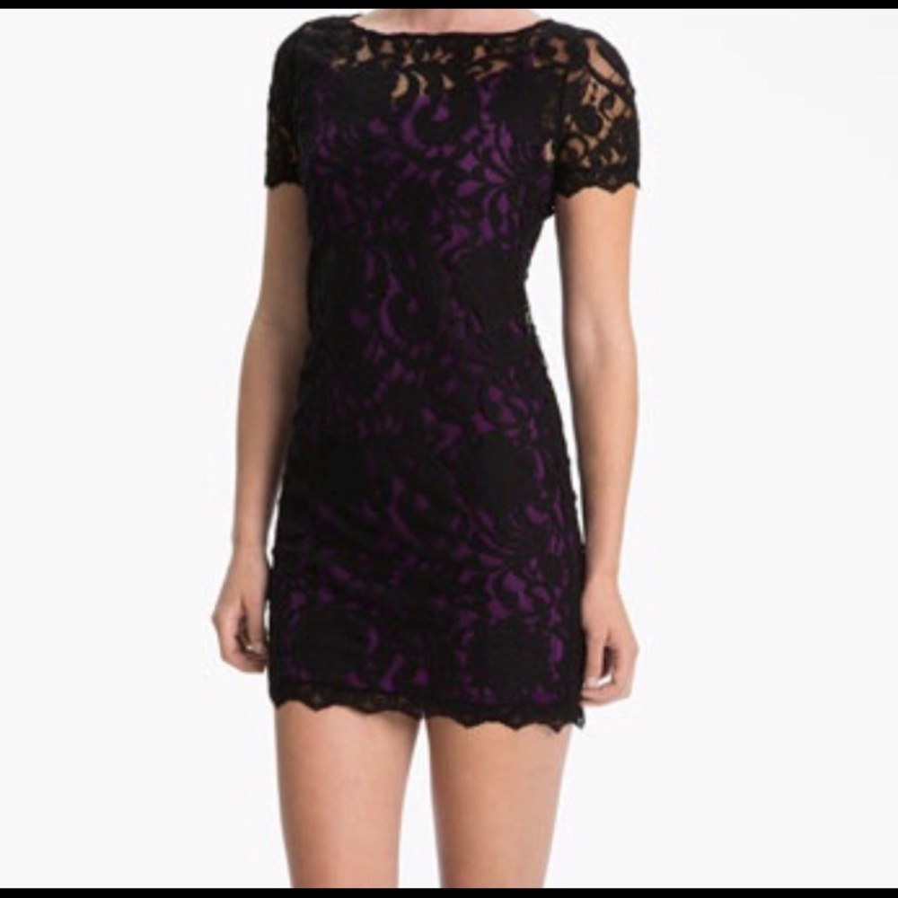 Sanctuary Good Fortune Floral Lace Short Sleeve Sheath Dress